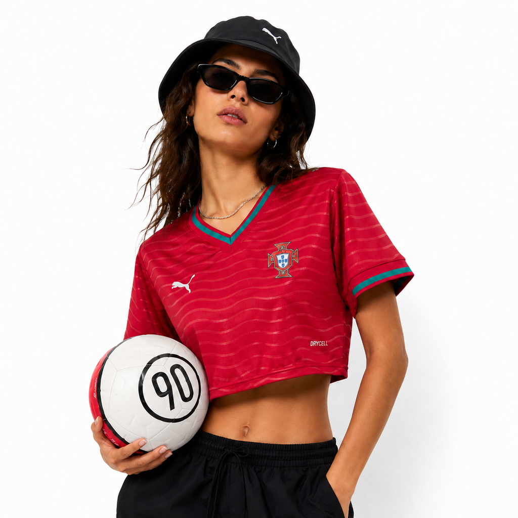 Camisola Principal Portugal 2026 - Croptop Feminino